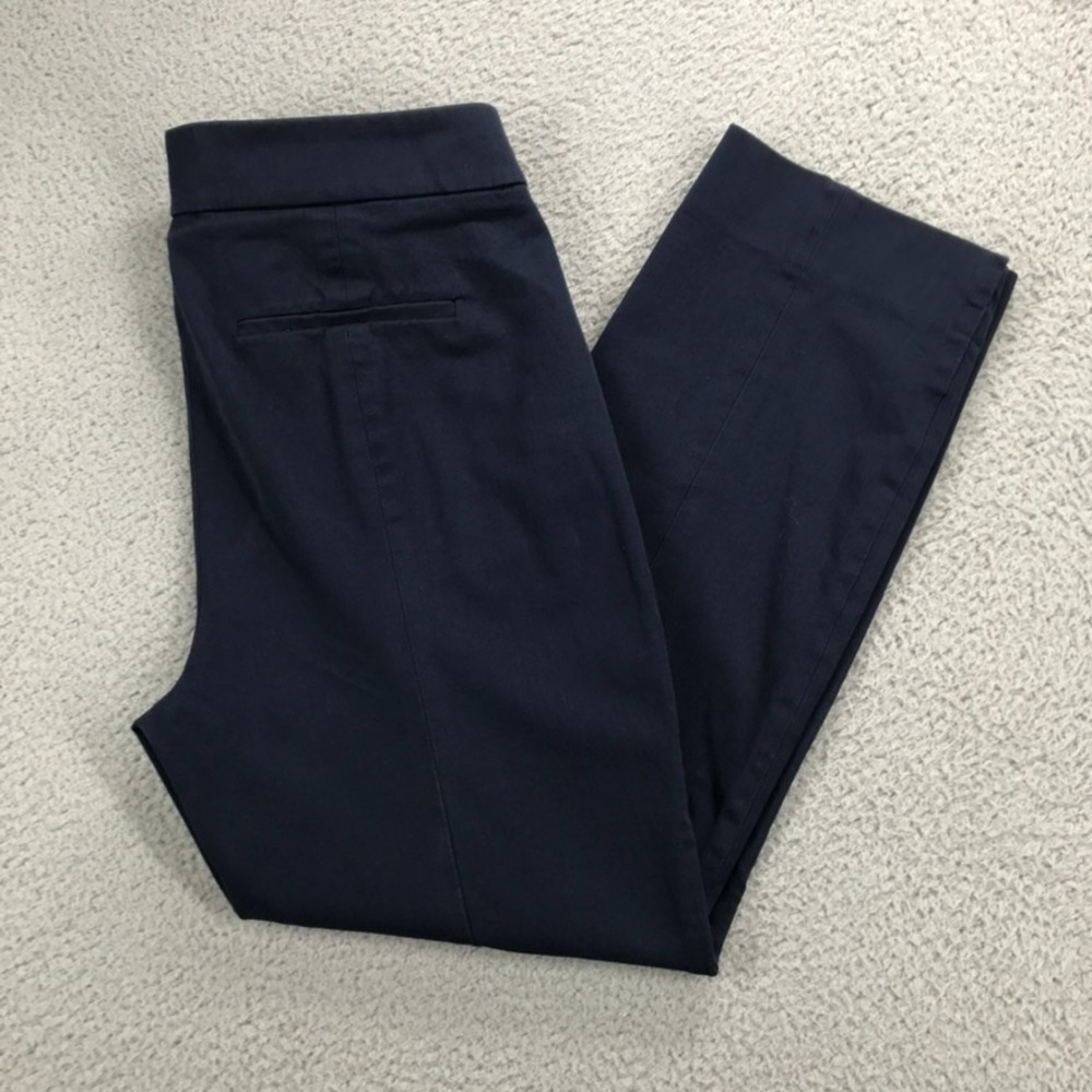 J CREW Size 10 Remi Navy Blue Ankle Straight Bi-Stretch